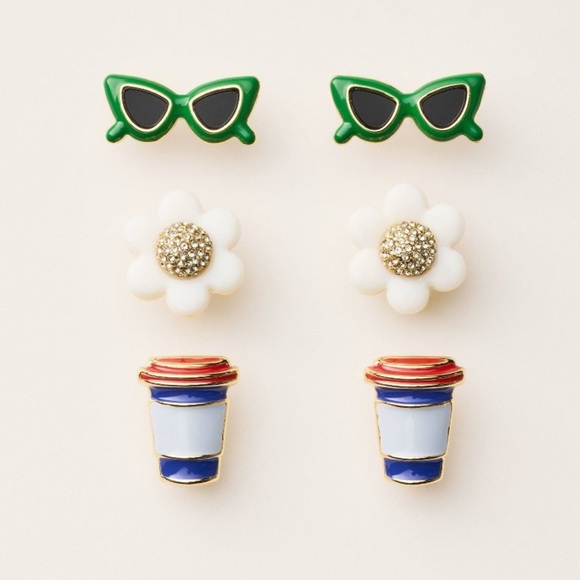 NWT Kate Spade New York Mixed Novelty Stud Earrings 3pk - Picture 1 of 5